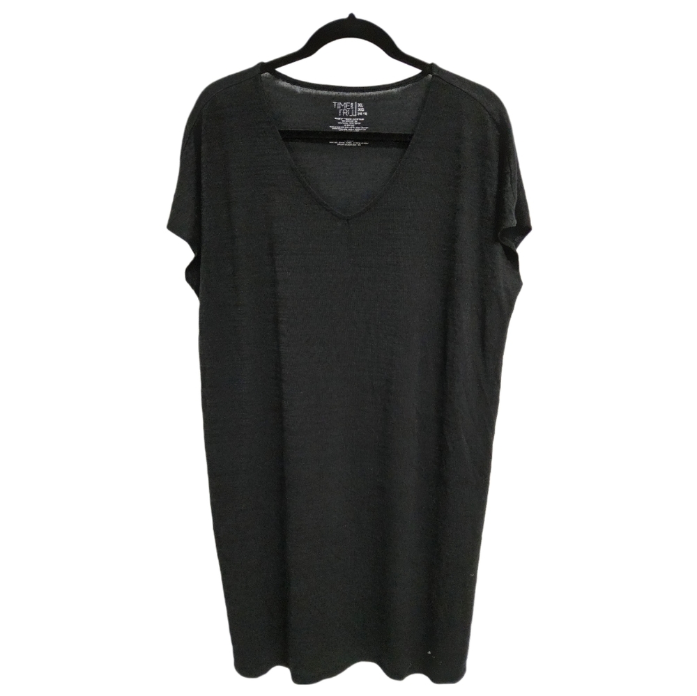 Time & Tru women's black v-neck pull on tee shirt dress size XL